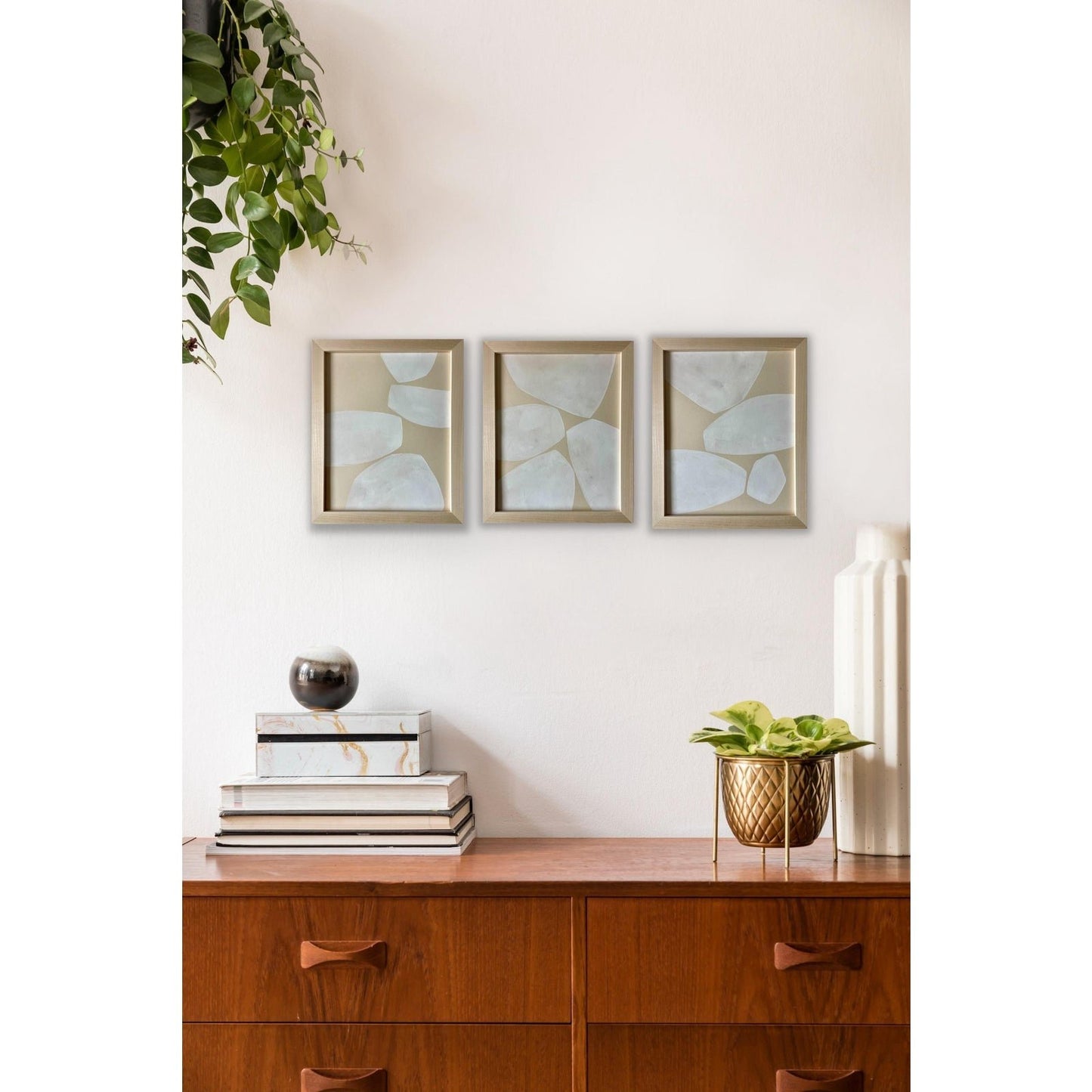 2026 Contemporary Abstract Minimalist Painting Gallery Wall Set of Three on Cotton Paper