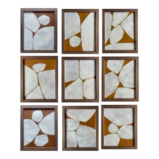 2026 Contemporary Set of Nine Abstract Paintings in Sienna on Cotton Paper