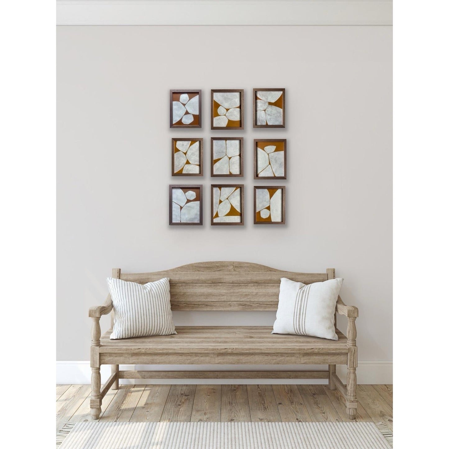 2026 Contemporary Set of Nine Abstract Paintings in Sienna on Cotton Paper