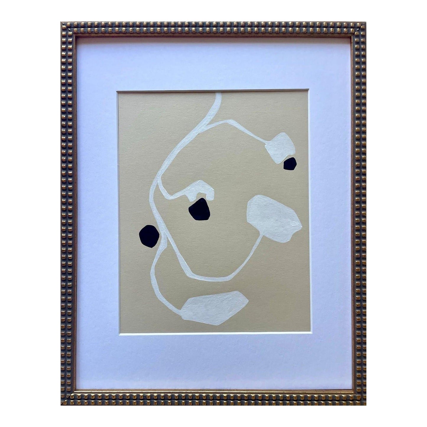 2025 "Orchidea" Abstract Minimalist Botanical Painting on Paper by Artist r.k. Red