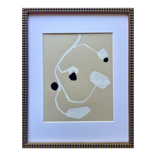 2025 "Orchidea" Abstract Minimalist Botanical Painting on Paper by Artist r.k. Red