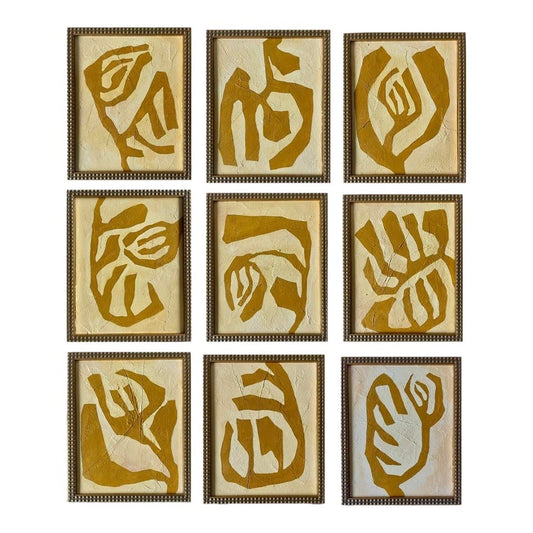 Contemporary Abstract Collection of Botanical Paintings on Canvas - Set of Nine