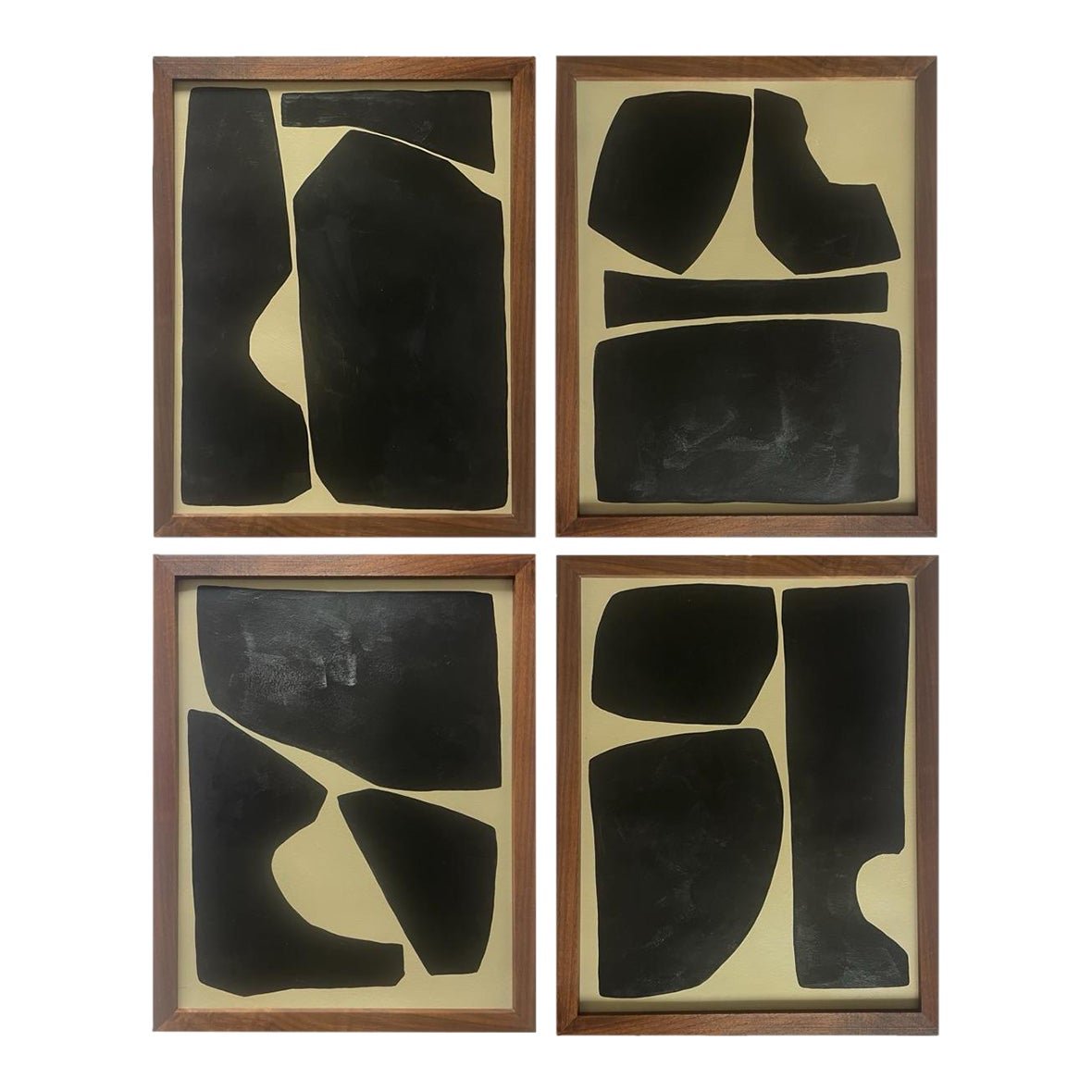 "Elementi" Contemporary Abstract Set of Four Minimalist Paintings on Cotton Paper