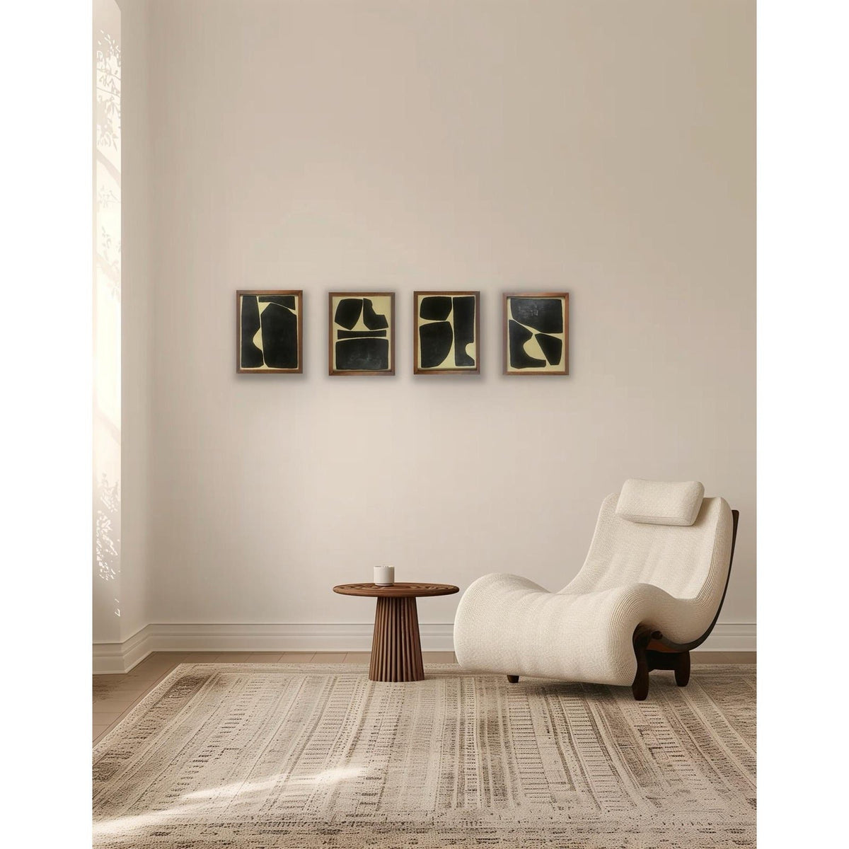 "Elementi" Contemporary Abstract Set of Four Minimalist Paintings on Cotton Paper
