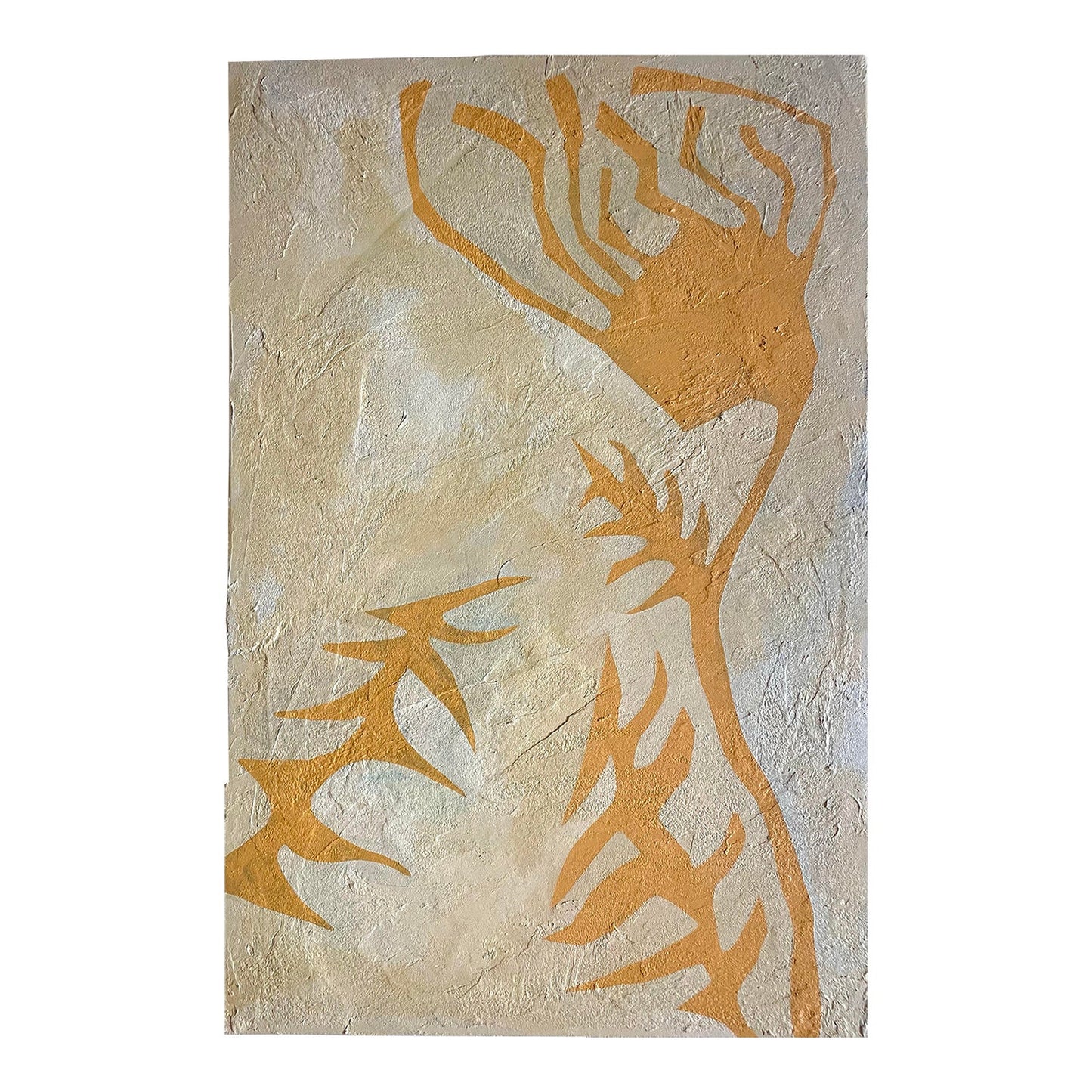 2026 "Le Erbaccia" Contemporary Unframed Botanical Painting on Canvas by Artist r.k. Red