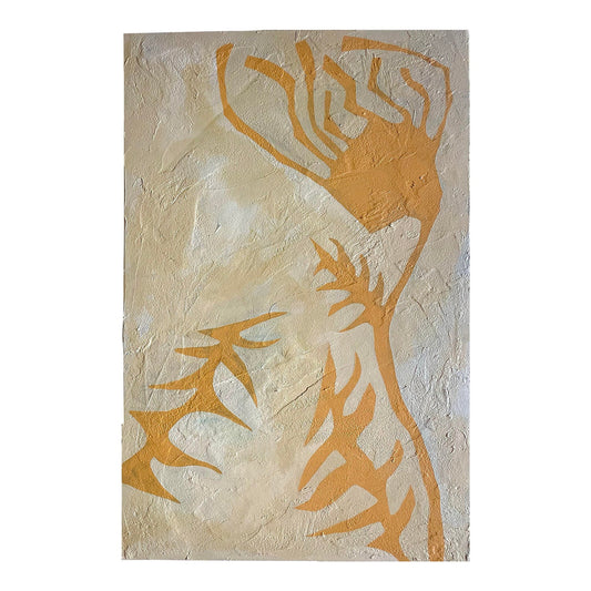 2026 "Le Erbaccia" Contemporary Unframed Botanical Painting on Canvas by Artist r.k. Red